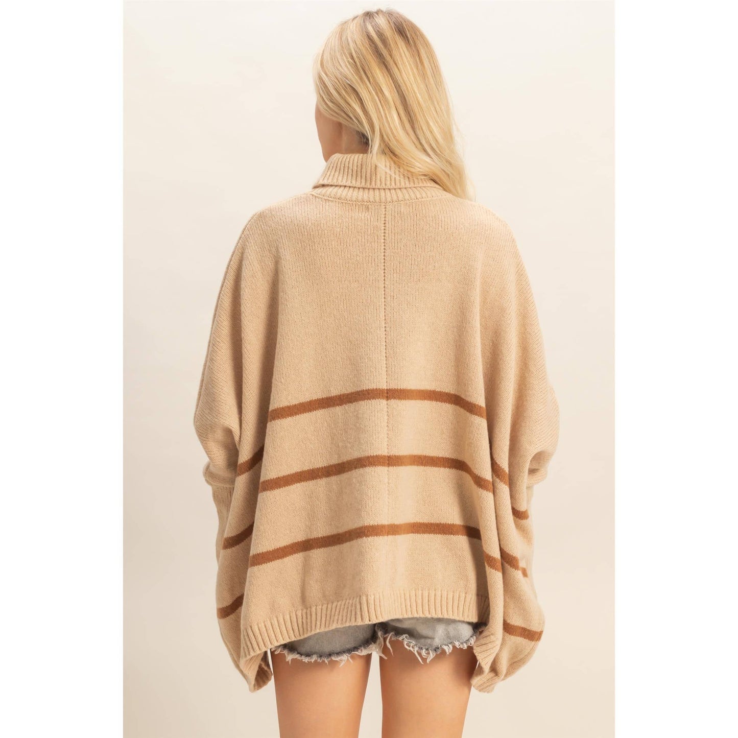 Striped Turtle Neck Oversized Sweater
