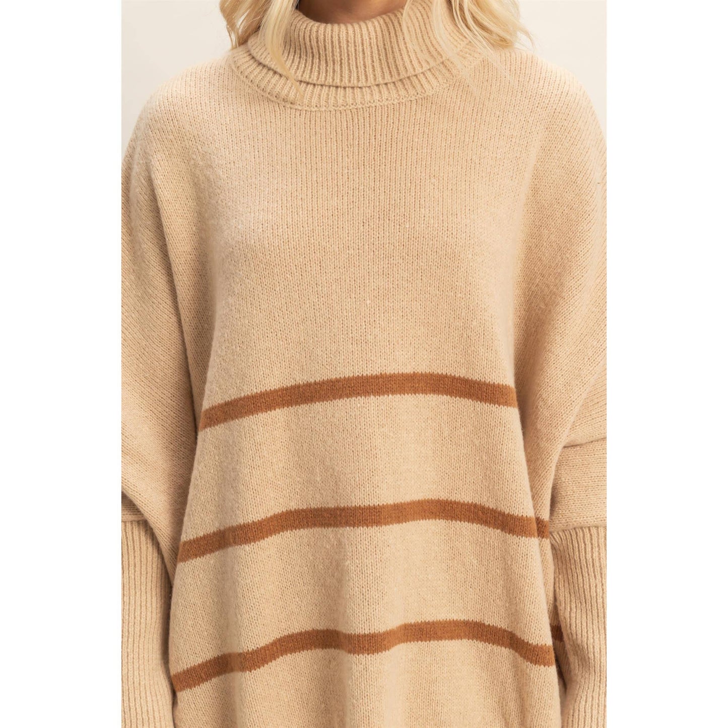 Striped Turtle Neck Oversized Sweater