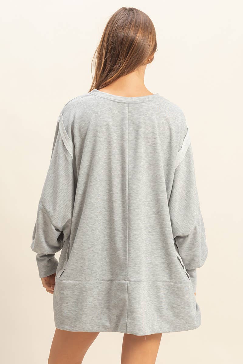 Oversized Long-Sleeve Top With Unique Cuffs