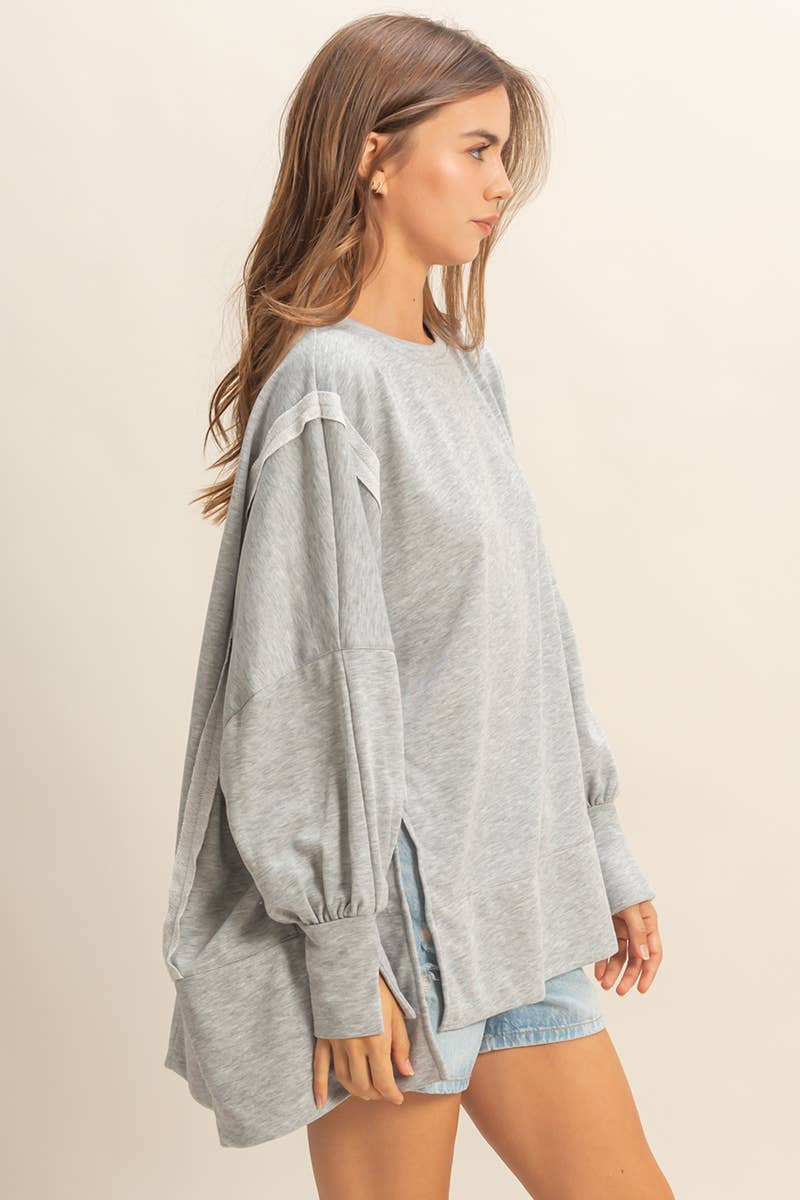 Oversized Long-Sleeve Top With Unique Cuffs