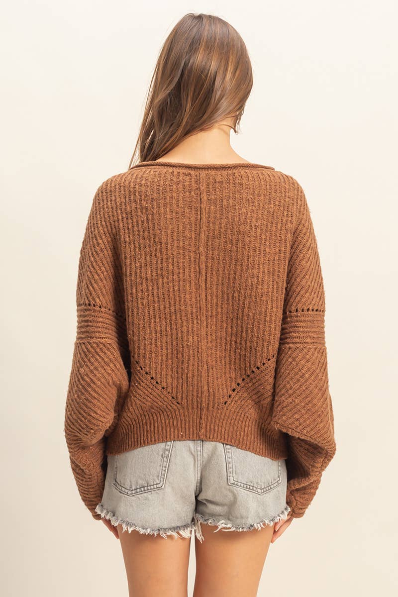 Ribbed Drop Sleeve Sweater