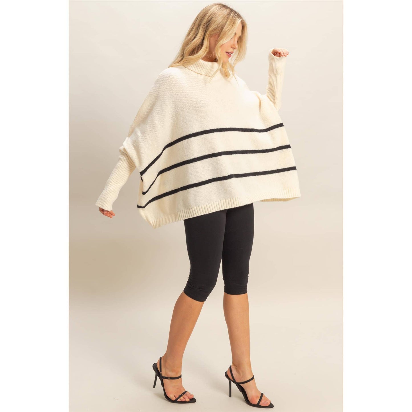 Striped Turtle Neck Oversized Sweater