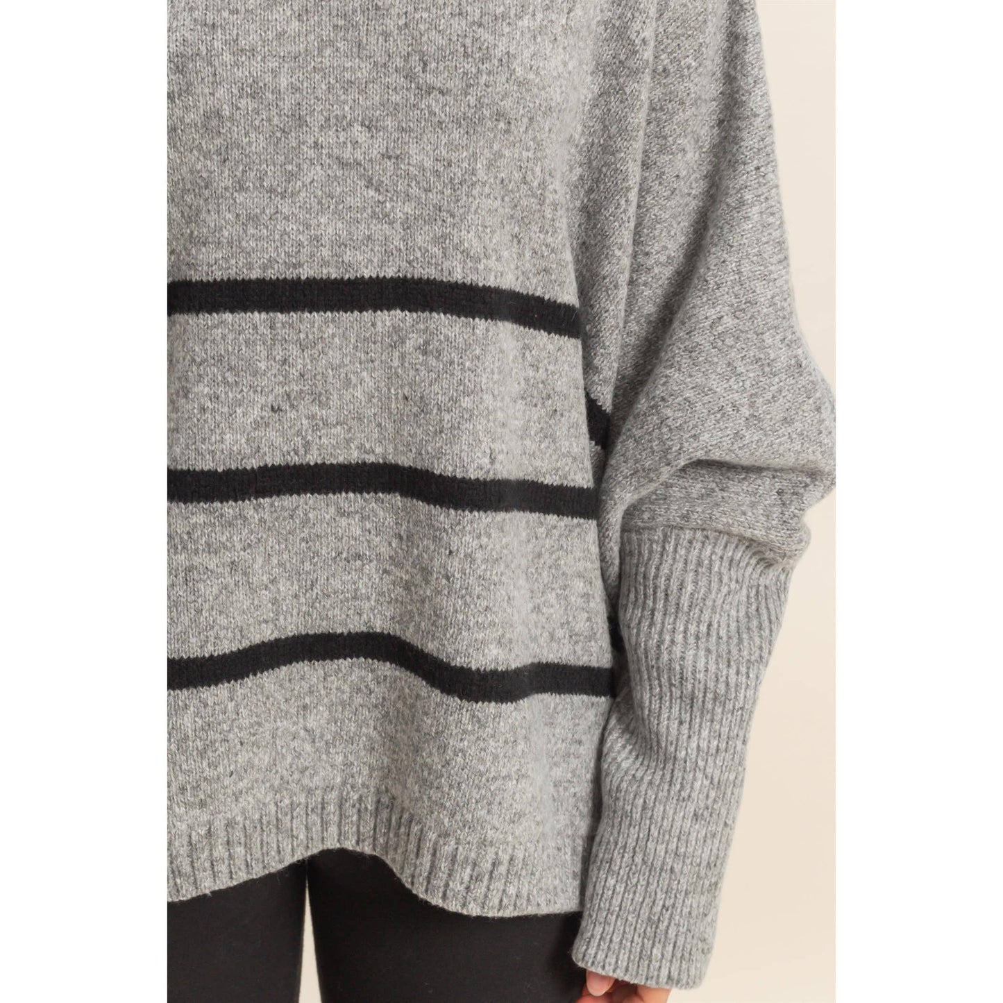Striped Turtle Neck Oversized Sweater