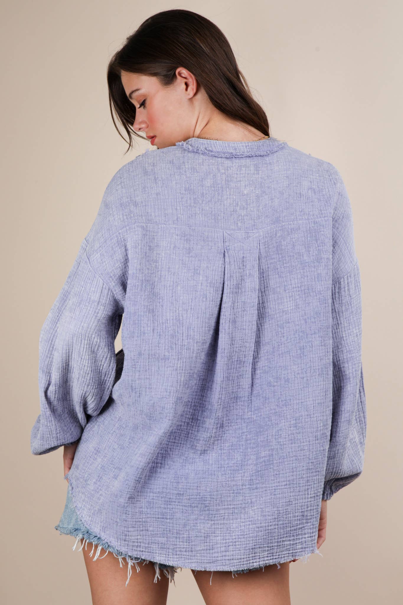 NT12105-Washed Cotton Gauze Oversized Top