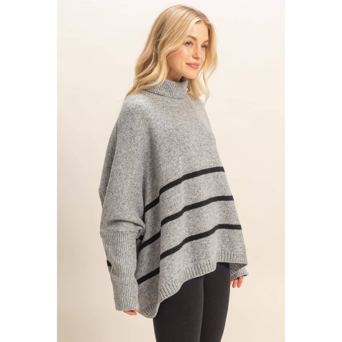 Striped Turtle Neck Oversized Sweater