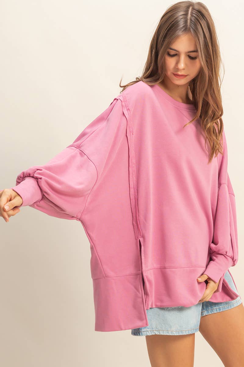 Oversized Long-Sleeve Top With Unique Cuffs
