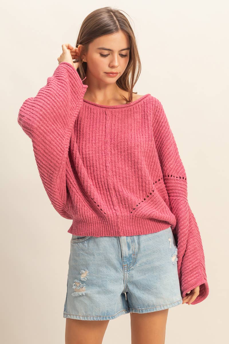 Ribbed Drop Sleeve Sweater