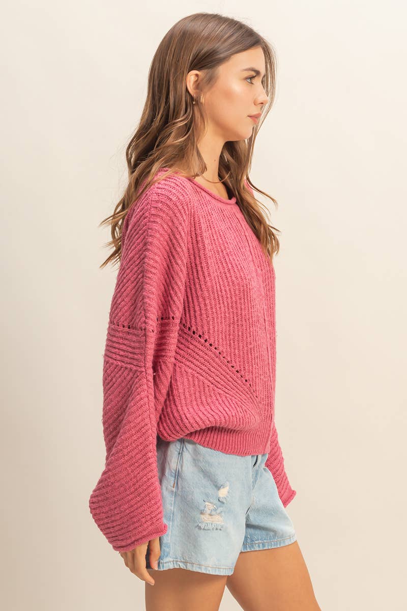 Ribbed Drop Sleeve Sweater
