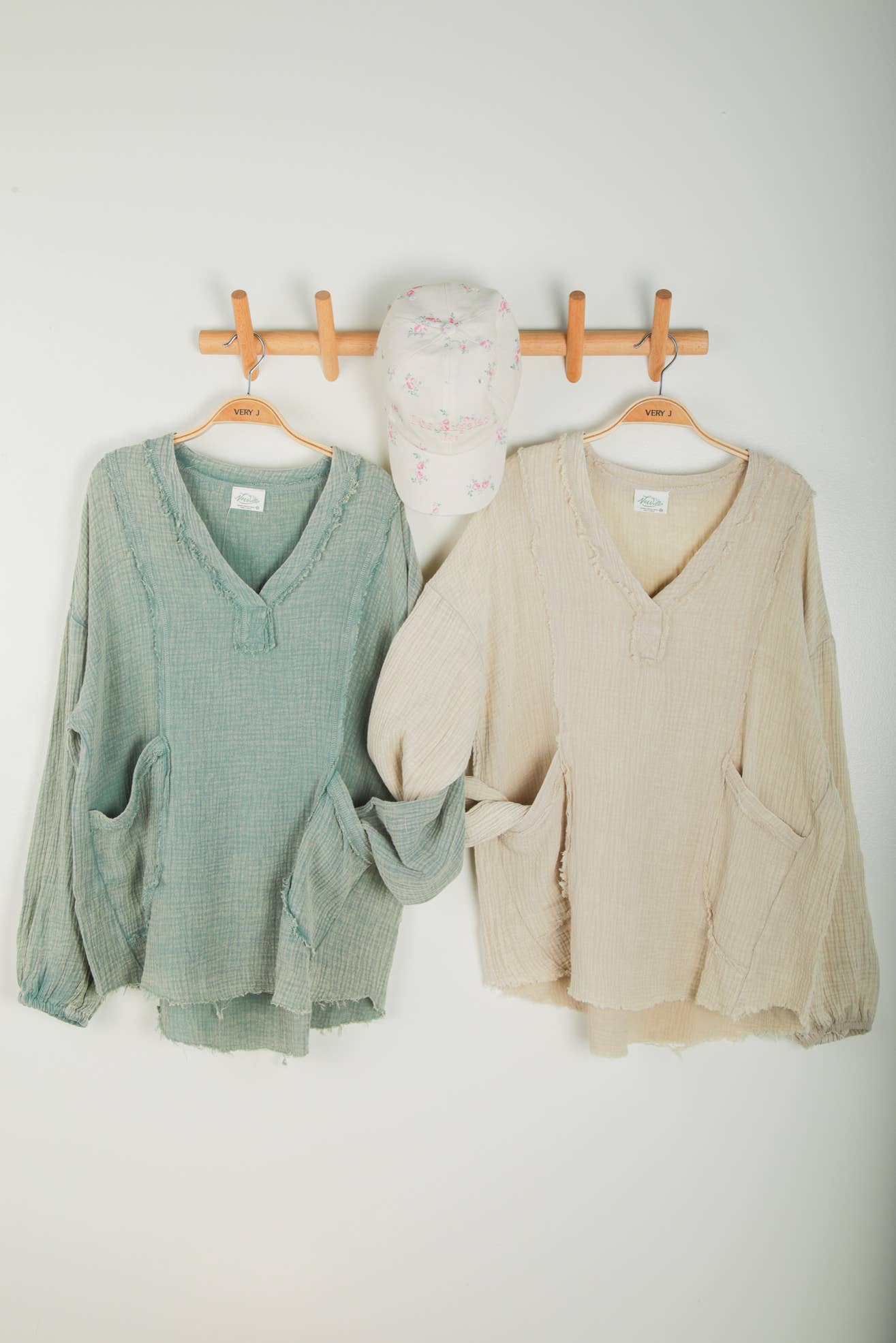 NT12105-Washed Cotton Gauze Oversized Top