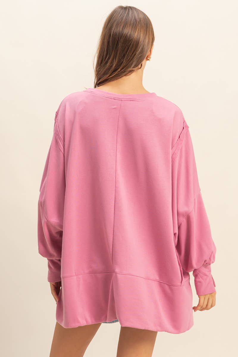 Oversized Long-Sleeve Top With Unique Cuffs