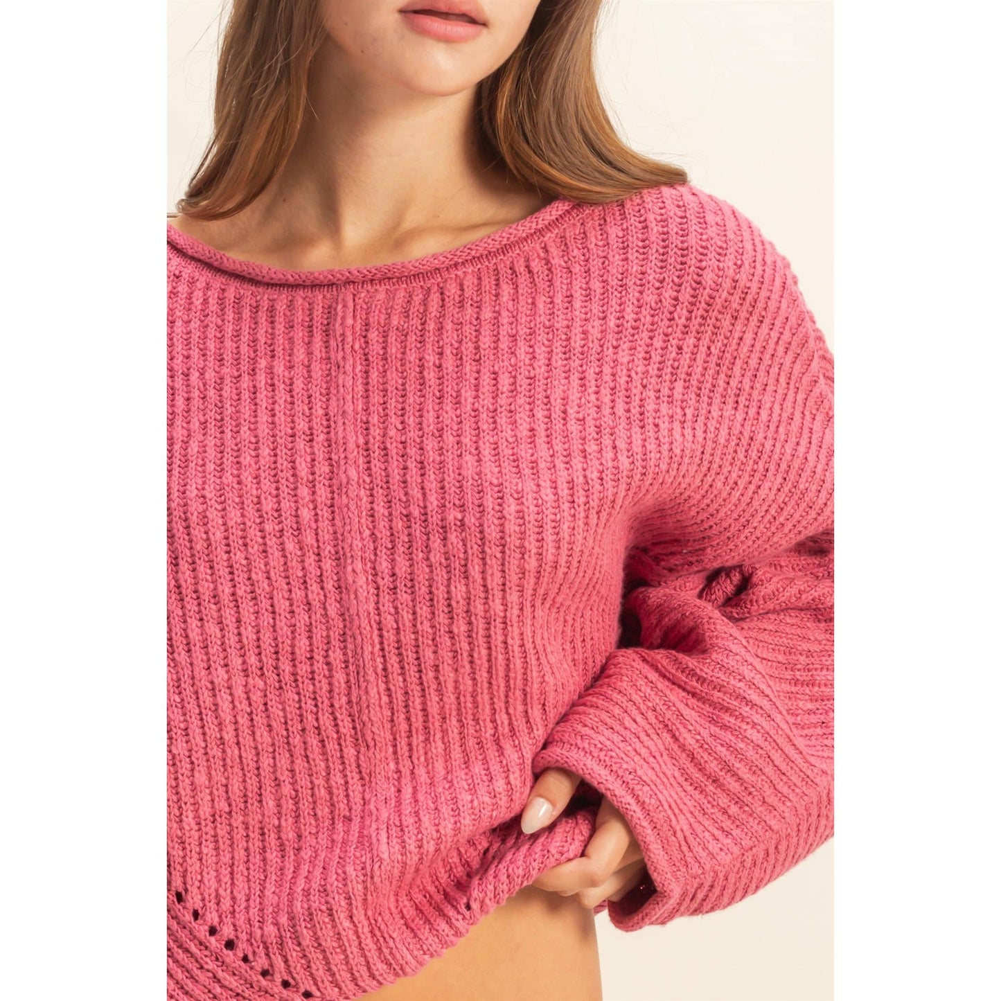 Ribbed Drop Sleeve Sweater
