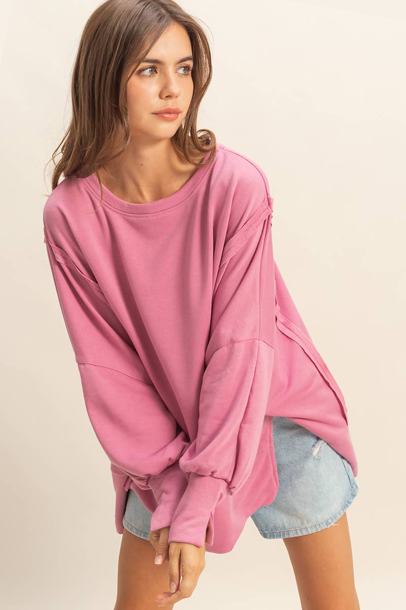 Oversized Long-Sleeve Top With Unique Cuffs