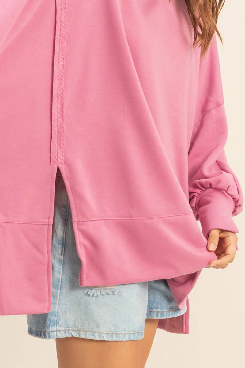 Oversized Long-Sleeve Top With Unique Cuffs