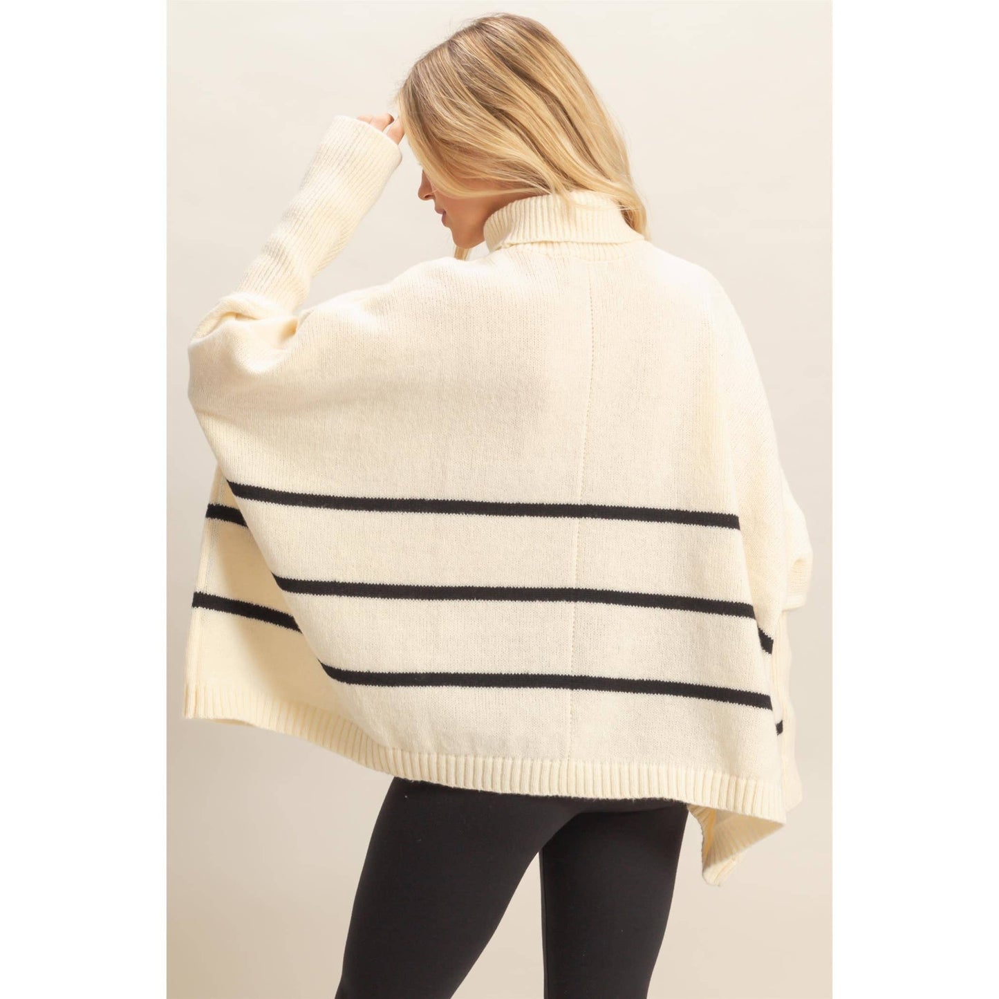 Striped Turtle Neck Oversized Sweater