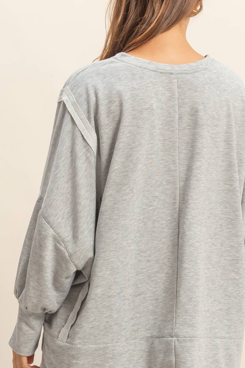 Oversized Long-Sleeve Top With Unique Cuffs