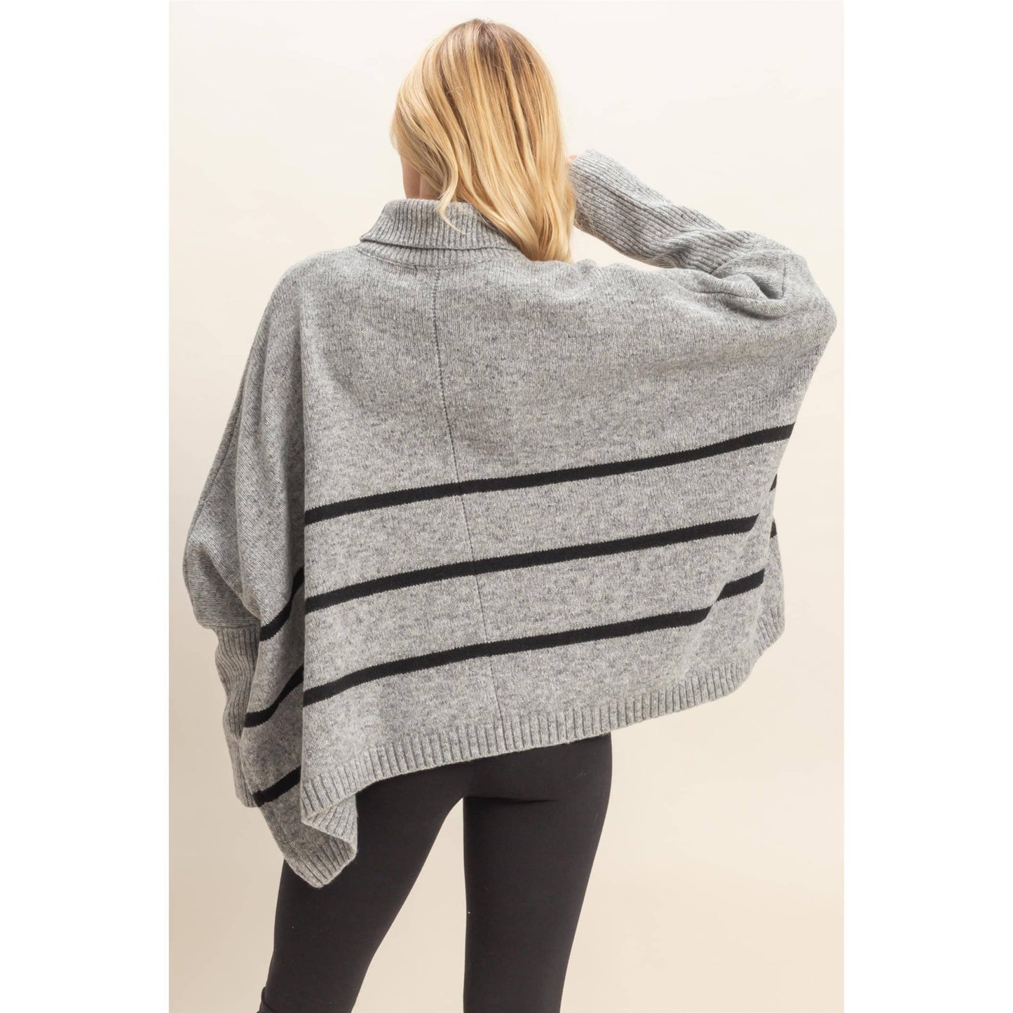 Striped Turtle Neck Oversized Sweater