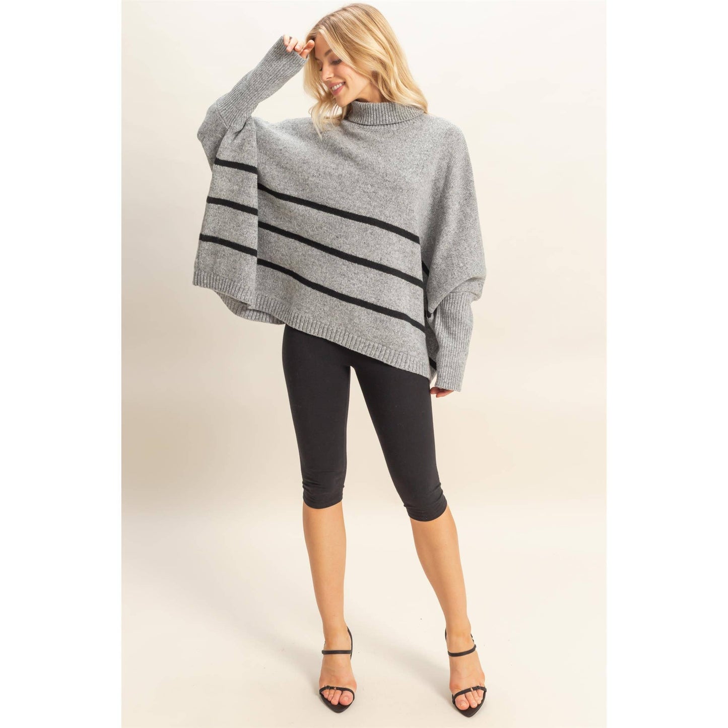 Striped Turtle Neck Oversized Sweater