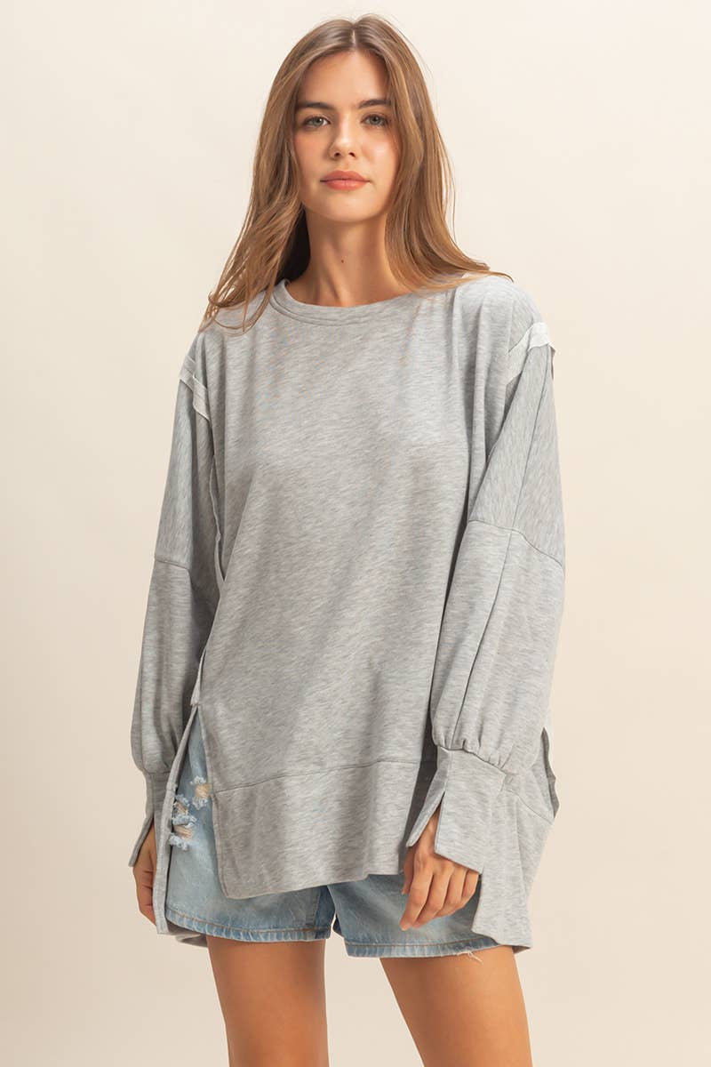 Oversized Long-Sleeve Top With Unique Cuffs