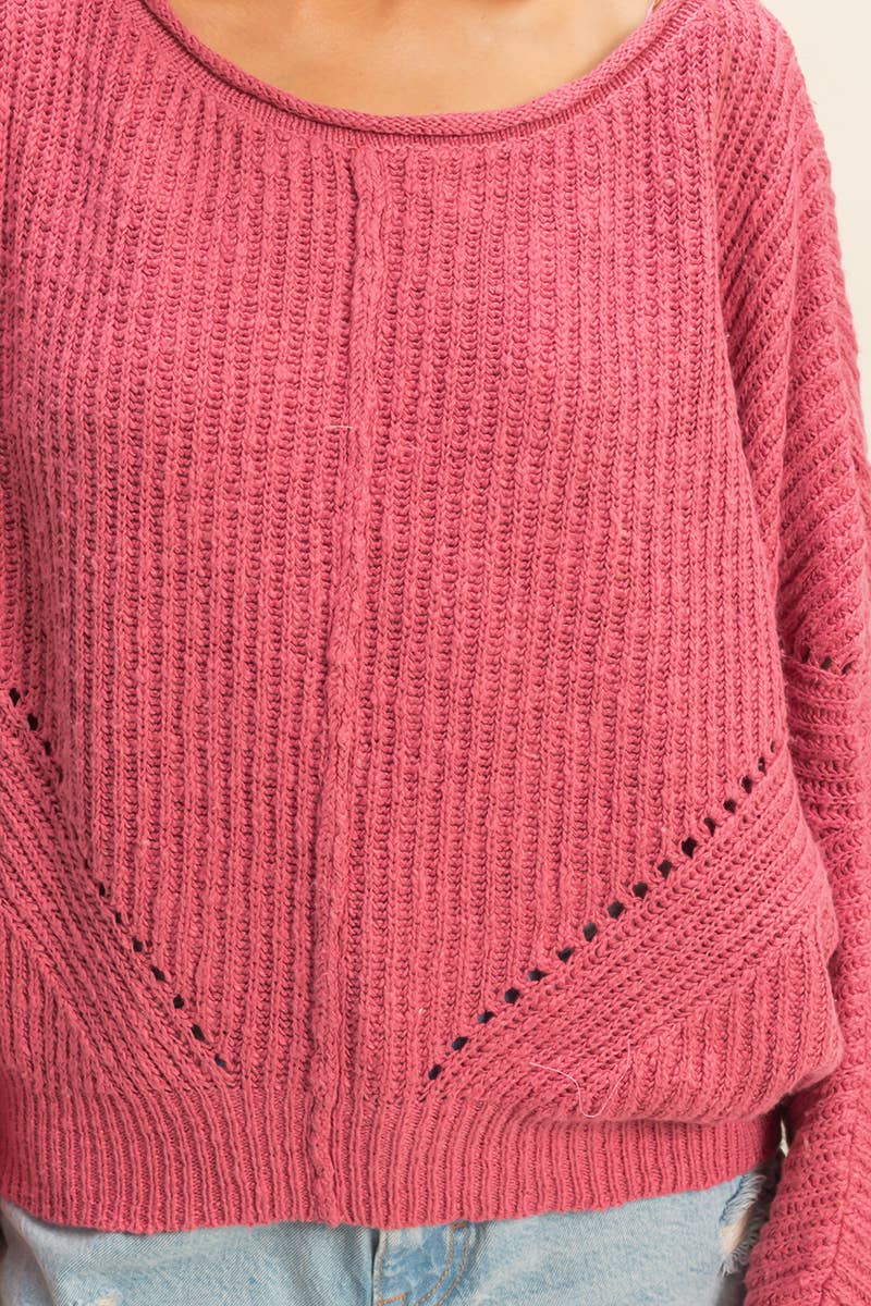 Ribbed Drop Sleeve Sweater