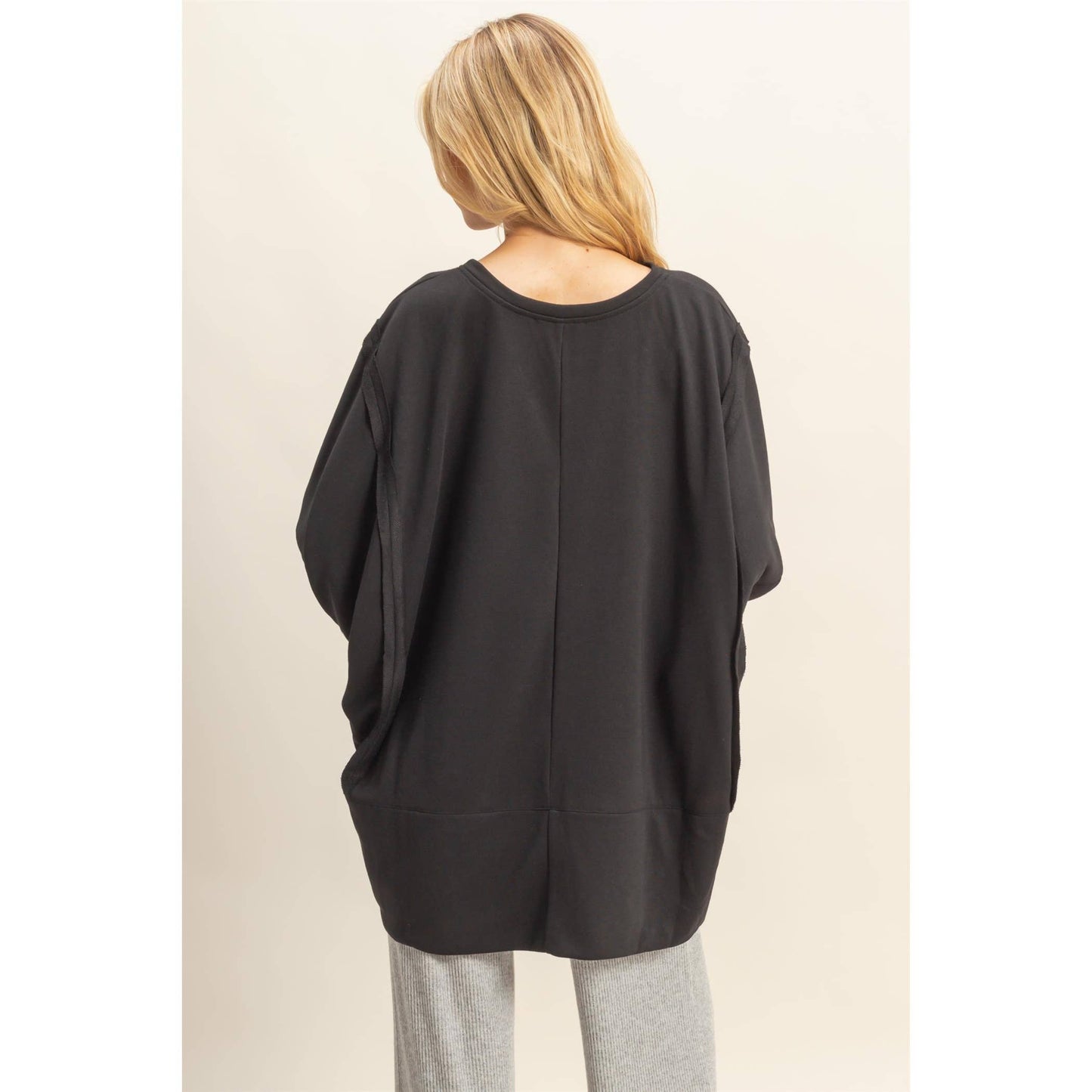 Oversized Long-Sleeve Top With Unique Cuffs