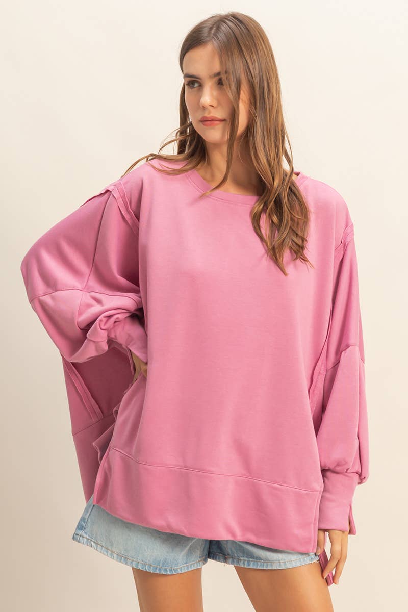 Oversized Long-Sleeve Top With Unique Cuffs