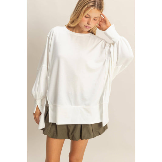 Oversized Long-Sleeve Top With Unique Cuffs