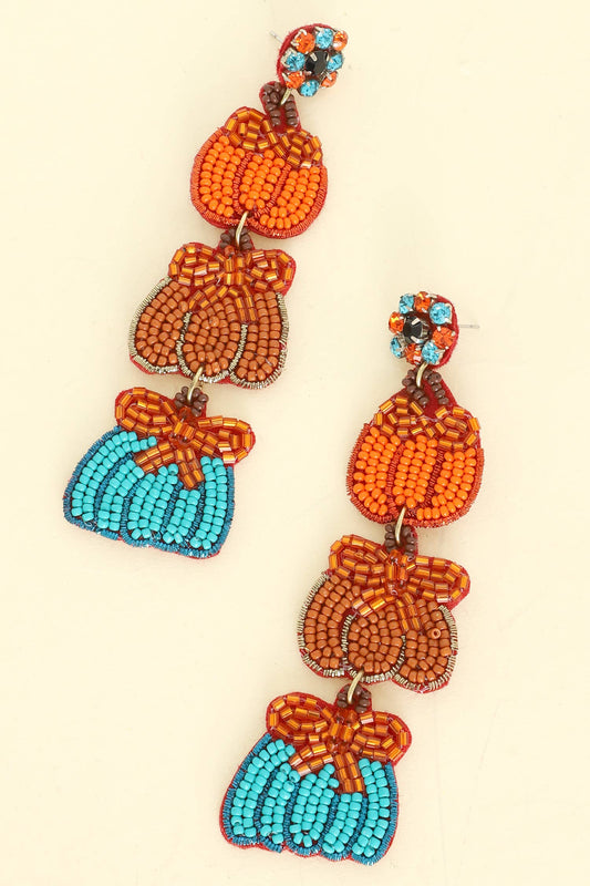 Fall Theme Decorative Pumpkin Earrings
