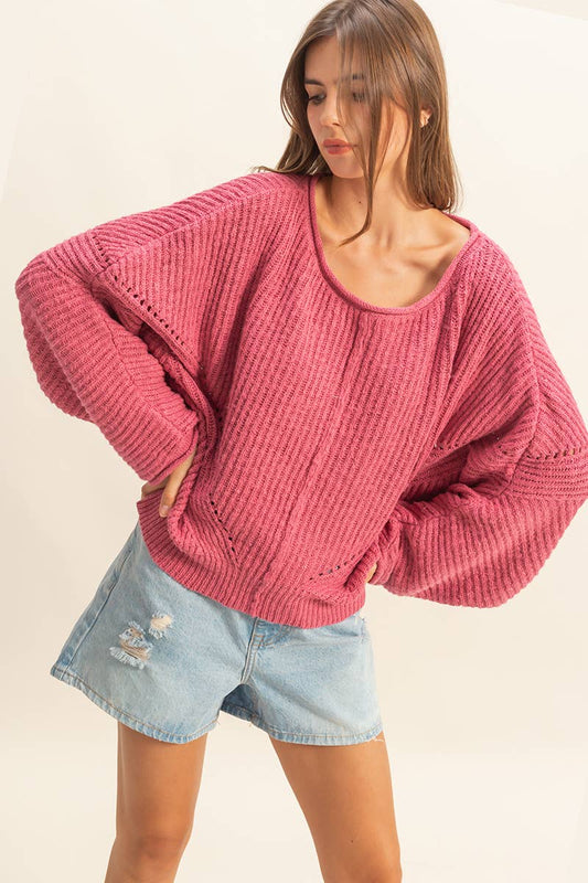 Ribbed Drop Sleeve Sweater